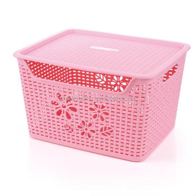 China High Quality Custom Viable Size Wicker Wicker Plastic Storage Basket For Storage for sale