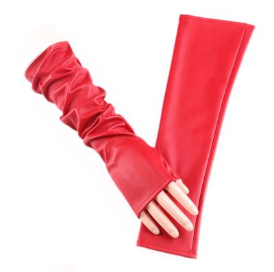 China Plain Ladies Long Soft Nappa Leather Gloves With Zipper For Winter for sale