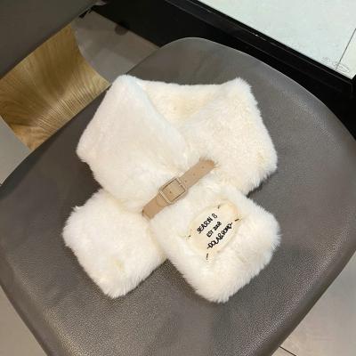 China Winter Women Faux Fur Loop Scarf Medium Furry Wrap Comfortable Rectangle Warm Soft for sale