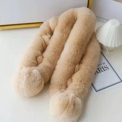 China Medium Rex Rabbit Scarf Two Ball Fur For Women And Children Winter Rabbit Scarf Winter Thickened General Style for sale