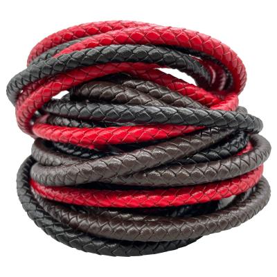 China Genuine Cowhide 2.5mm 5mm Colorful Braided Leather Rope 6mm for sale