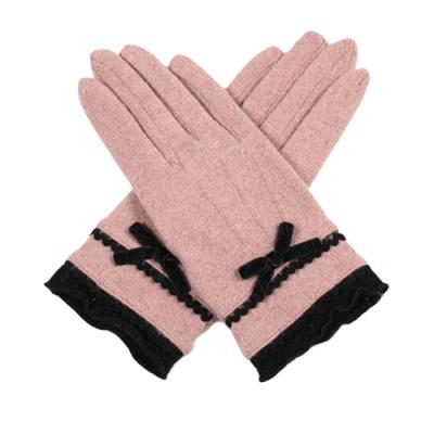 China Simple Cheap Ladies Wool Dress Gloves With Sash Bow Trimming For Women And Girls for sale