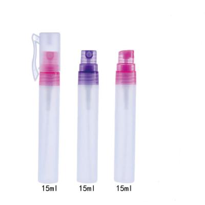 China Household Products Travel Mini Pouch 10ML Empty Frosted Plastic Mist Spray Vial Clip Perfume Spray Bottle With Pump Atomizer for sale