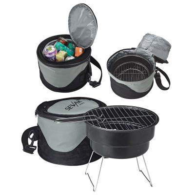 China Customized portable waterproof picnic hotsale barbecue grill cooler combo bag set with brazier for sale