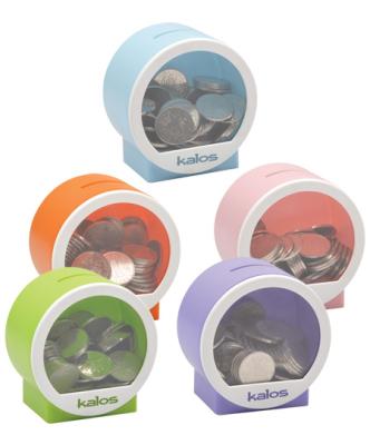 China Custom Gift Wholesale Plastic Cheaper Round Shaped Coin Bank Box Money Saving Box for sale