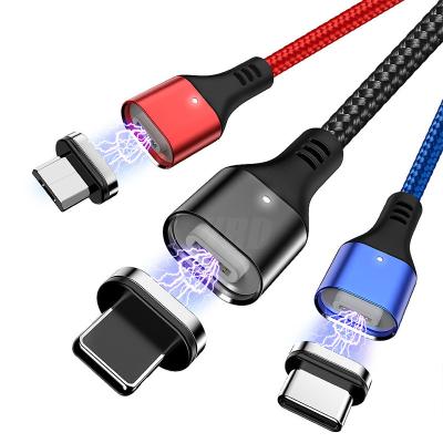 China Fast Charging 1m Cell Phone 3 In 1 Micro Magnetic Braided Charging Magnetic Usb Cable 3 In1 Fast Charger Cable High Quality Line for sale