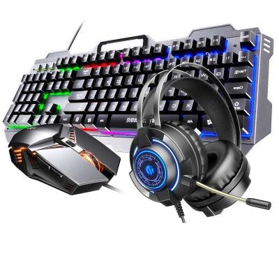 China Metal Gaming Keyboard Mouse Combos and Earphone Combo Kit Oem Wired Game Game Set Usb Headset In Stock for sale