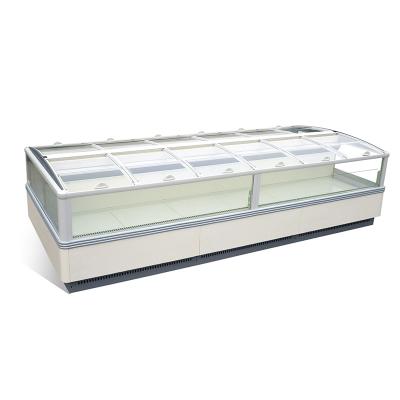 China Beautiful Appearance Single-temperature Double Island Upright Freezer For Supermarket for sale