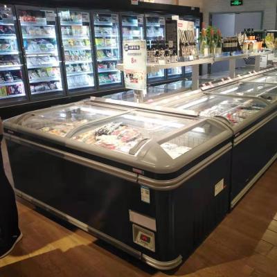 China Single-Temperature Island Freezer Showcase Front Frozen Meat Display, A Commercial Equipment for sale