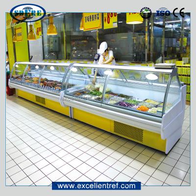 China High Temperature Curved Glass Fridge Display Supermarket Refrigerator Case Commercial Grocery Showcase for sale