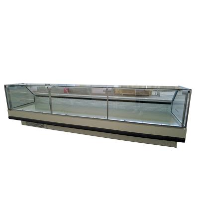 China Single-temperature Commercial Supermarket Refrigerator Curved Meat Display Fridge Deli Glass Case for sale