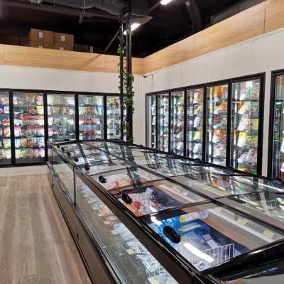 China Custom Refrigerated Glass Door Freezer Cabinet for sale