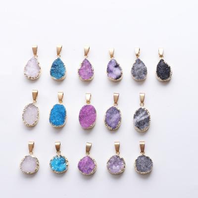 China FASHION Fine Jewelry Natural Stone Crystal Pendant Fashion Quartz Amethyst Golden Crystal Cluster Necklace Agate Pendant Crystal Pendant for sale