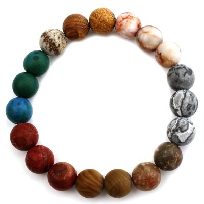 China HOT TRENDY UNISEX Colorful Trendy Planet Agate Milky Way Universe Beads Bracelet 10MM Selling Amazon Stretch Beaded Bracelet for sale