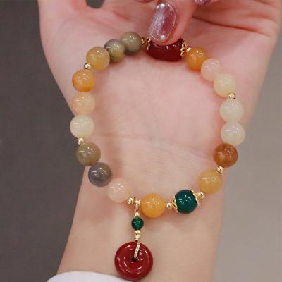 China New Pattern Cinnabar Gemstone Colorful Gold Agate Calabash Tassel Beade Bracelet Vintage FASHIONABLE High Quality Natural Stone Bracelet for sale