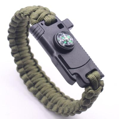 China Wholesale New Trendy Ring Type Compass Multifunction Outdoor Activities Bracelet Survival Paracord Wristband Fashion Bracelet for sale