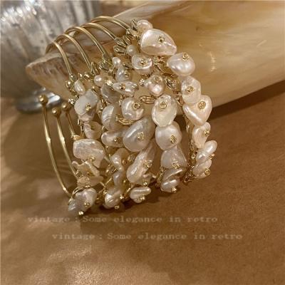 China 2021 New Fashion 14K Gold Plated Baroque Irregular Shape Pearl Bracelet Vintage Freshwater Pearl Beaded Elegant Bracelet for sale