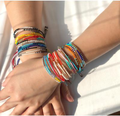 China Ethnic Handmade Braided Beads Bracelet Bohemian Colorful Rice Beads Beaded Bracelet Diy Jewelry for sale