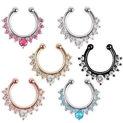 China Shiny Piercing Piercing Hip Hop Jewelry Crystal Rhinestone Nose Rings Body Punk Belly Hiphop Women's Jewelry Cartilage for sale