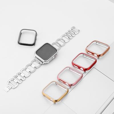 China Camera Bling Bling Remote Luxury PC Apple Watch 5 4 3 2 1 Magnetic Aluminum With Diamond Case Frame Protective Case 38 42mm Smart Watch for sale