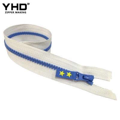 China Hot sell nickel free resin vislon 5# open end plastic zipper with custom logo for sale