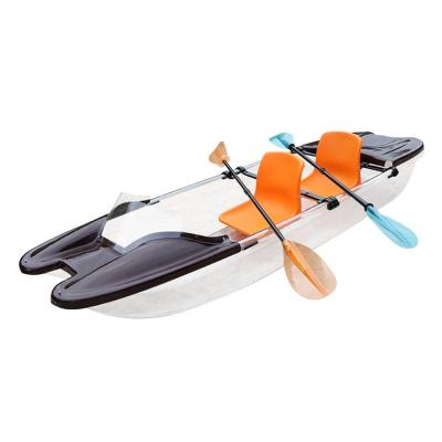 China River Used 2 Person PC Polycarbonate Canoe Transparent Clear Kayak Boat With Paddle for sale