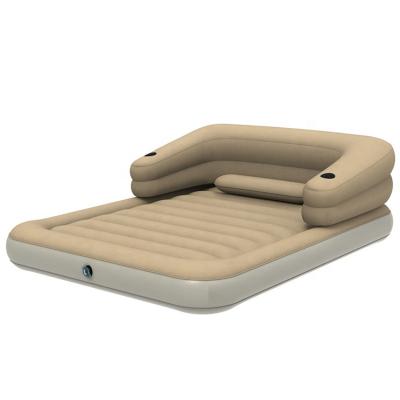 China Home Furniture Customized Durable Single Or Double Inflatable Flocking Air Bed With Backrest for sale