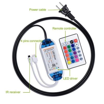 China All-in-One DC12V 5A 60W LED Driver with 24Keys IR Remote Controller+4 Pin RGB LED Strip Connector for Flexible LED Strip for sale