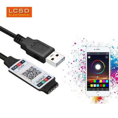 China USB Powered Hot Mini Wireless 5-24V Smart Phone Control RGB LED Strip Light Controller USB Wire BLE 4.0 for sale