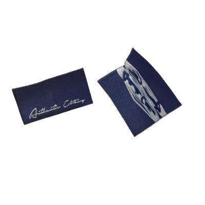 China Customized Logo Weaving Letters Fabric Center Customized Washable Fold Neck Label Garment Woven Labels For T-shirt for sale