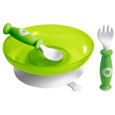 China Dish With Suction Pad Baby Tableware Bowl Fork Wholesale High Quality Spoon Around Toddler Plastic Tableware for sale