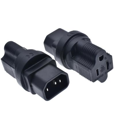 China Residential/General Purpose US NEMA 5-15R Female to IEC 60320-C14 Travel Power Adapter US American 3 Male Fork Receptacle to C14 Power Converter Connector for sale