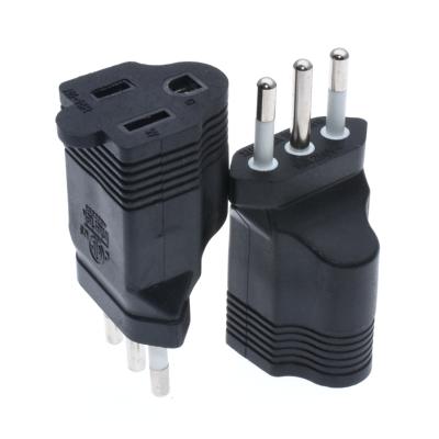 China New Residential / General Purpose 3 Pin Round Italy To US Male To Female NEMA 5-15R AC Plug Power Adapter for sale