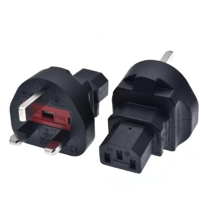 China Industrial UK To Plug Adapter Type C13 British G 3 Prongs To BS Female Socket Converter Conversion Plug Adapter Top Built-in Fuse 13A for sale