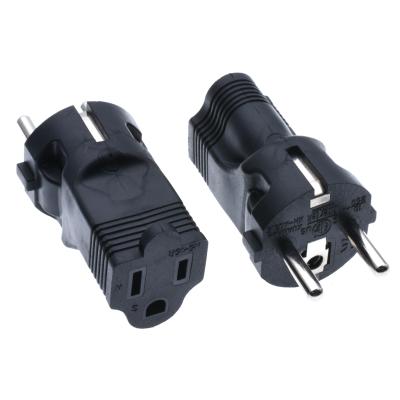 China Residential/General Purpose Travel Power Germany France ECO 7/7 (NEMA 5-15R Receptacle Type C) USA To EU Schuko 16A 250V Indust Power Converter Plug Adapter for sale