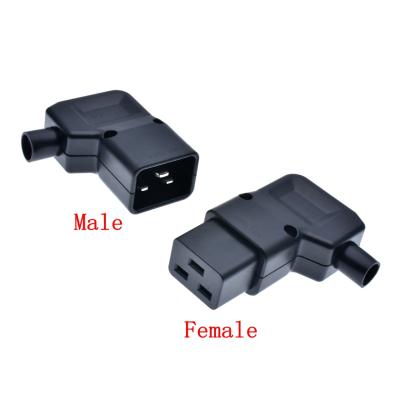 China Dergee 90 Angle IEC320-C19 C20 Industrial Connector 16A250V Power Socket Male Female Electrical Outlet For PDU/UPS for sale