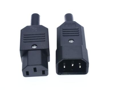 China AC250V 10A IEC C14 Male C13 Male Residential / General Purpose Female, 3 Pins Terminals Adapter Socket Power Plug Inline Connectors for sale