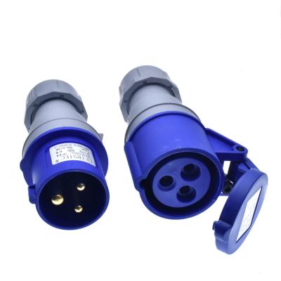 China Residential/Multi-Purpose Industrial Waterproof Dustproof Socket Connector 16A-6H 220-250V IP44 2P+PE Female/Male 3P Socket for sale