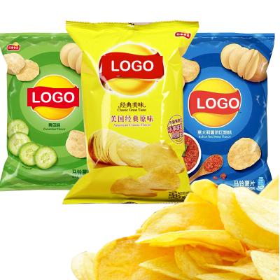 China Custom Back Barrier Seal Plastic Mylar Chips Packaging Bag Banana Corn Tortilla Potato Chips Bag for sale