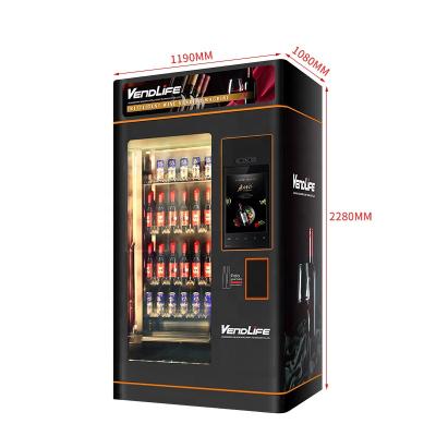 China Hotel Metro Station Shopping Mall Smart Glass Bottle Vending Machine Beer Red Wine Liquor Vending Machine For Hotel Beer Vending For Liquor for sale