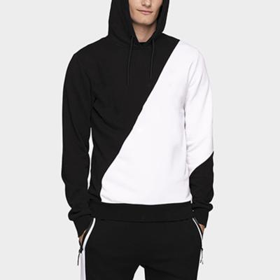 China Anti-wrinkle custom 100% cotton men's oversized colorblock black and white hoodie for sale