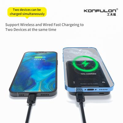 China High Quality 5000mah Fast Pack Wireless Strong Magnetic Suction Konfulon Support Charging Power Bank For IP 12/13 Series for sale