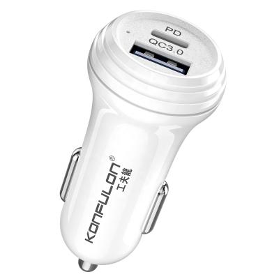 China Fast Charger Konfulon PD 20W Car Charger Fast Charging Adapter with Dual Output In-Car Charger for Mobile Phone for sale