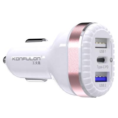 China Konfulon USB C Charging Car ChargerMini Fast USB Car Charger Adapter PD&QC 3.0 Dual Port Car Charger for sale