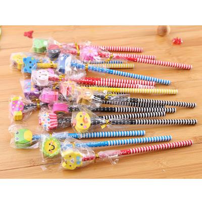 China Wholesale Education OEM Poplar Cartoon Design Pencil Back To School Wooden Pencil Sets for sale