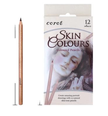 China Poplar Wood Skin Tone Colors Pastel Tint Pencil Drawing Natural Wood Pencil Set Crayons Lapice De Colore Color School Supplies for sale