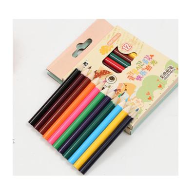 China Smooth Drawing Mini Colored Pencil Wholesale Short 7inch Mini Rainbow Colored Nature Wood Colored Pencil 12pcs for sale