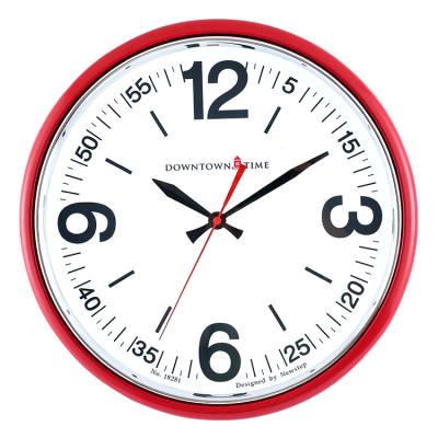 China Europe Slim Size Sight Wall Decor Quartz Metal Dark Red Clock for sale