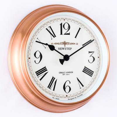 China INSTRUCTION 12 Inch 6.2 Thick Metal Wall Clock Quartz Wall Decor Copper Luster Plate for sale