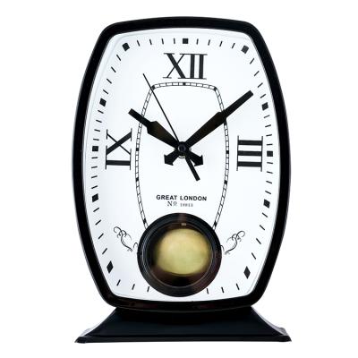 China High quality classic antique style metal desk clock pendulum clock quartz table clock manufacturer from china for sale